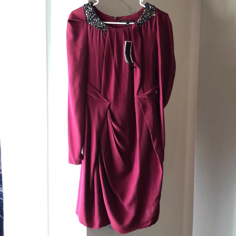NWT Cynthia Steffe Long Sleeve Maroon Silk Dress